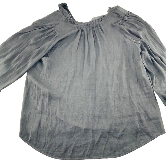 Maison DAmélie Womens Blouse With Ruffled Collar Long Sleeves Black sz medium - Picture 6 of 7